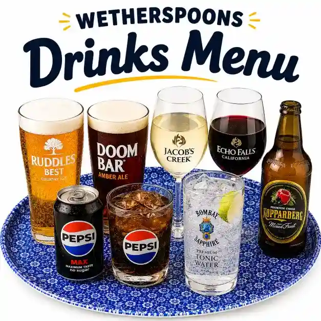 Wetherspoons Drinks menu